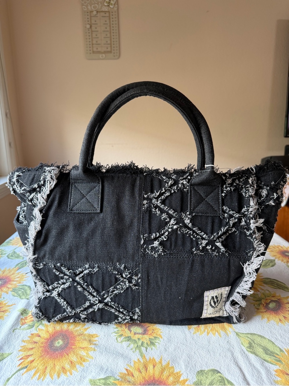 🖤👜🖤 WILDFOX BLACK  DENIM TOTE BAG 🖤👜🖤 NWT 🖤👜🖤